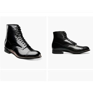 Stacy Adams Madison 15D NWB Blk Kidskin Leather Cap Toe Dress Boot Polished Chic